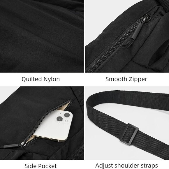 Nylon Hobo Bag for Women Crossbody Multi-Pocket Lightweight Casual - Picture 5 of 6